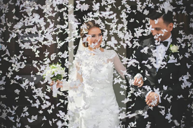 Confetti Cannon With Butterflies, White, 40cm