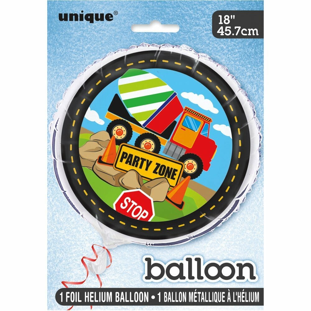 Construction Party Round Foil Balloon 18 Inch