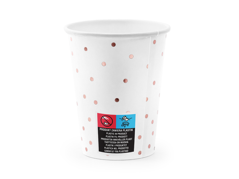 Cups Polka Dots, White, 260ml (1pkt / 6pc)