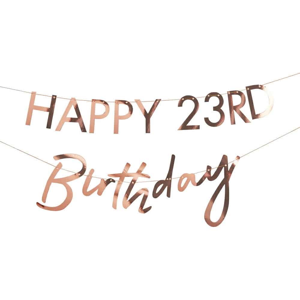 Customisable Milestone Rose Gold Birthday Banner