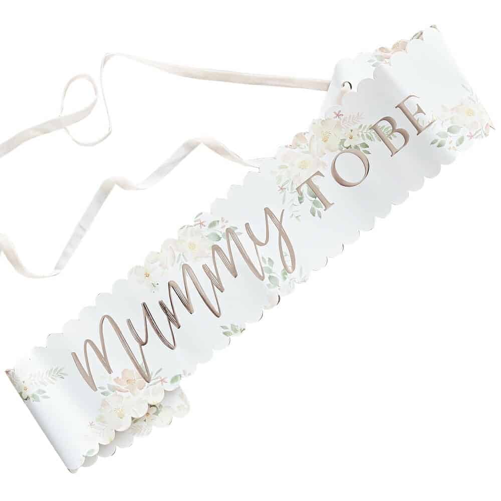 Floral Rose Gold Mummy To Be Baby Shower Sash