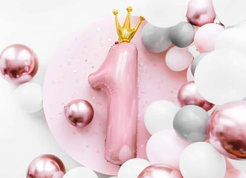 Foil Balloon Number ”1”, 37x100cm, Light Pink