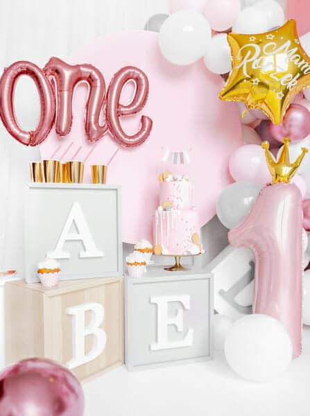 Foil Balloon Number ”1”, 37x100cm, Light Pink