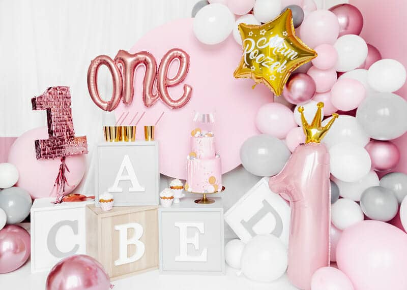 Foil Balloon Number ”1”, 37x100cm, Light Pink