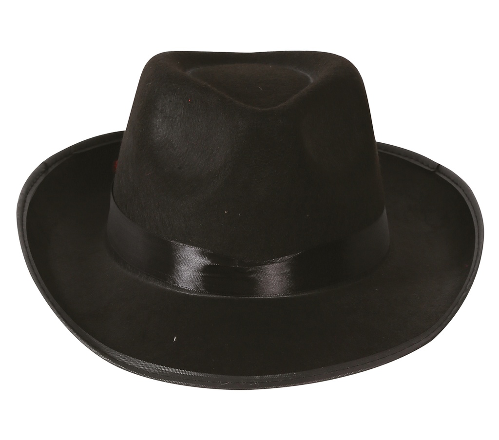 Gangster Satin Black Hat (Sombrero Gangster) – Adult One Size