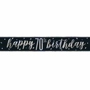 Glitz Black & Silver Foil Banner Happy 70th Birthday – 9 Feet