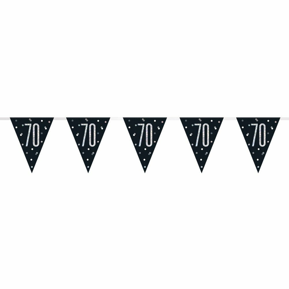 Glitz Black & Silver Prismatic Plastic Flag Banner 70 – 9 Feet