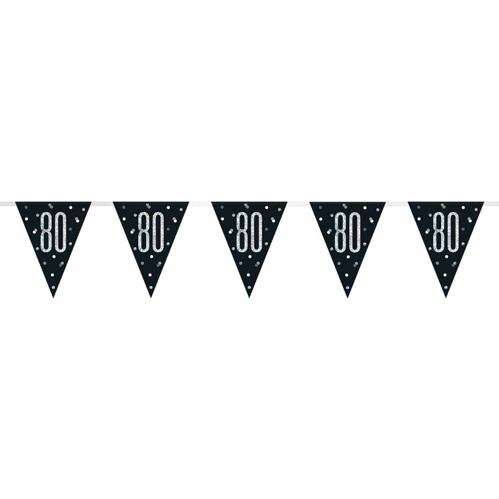 Glitz Black & Silver Prismatic Plastic Flag Banner 80 – 9 Feet