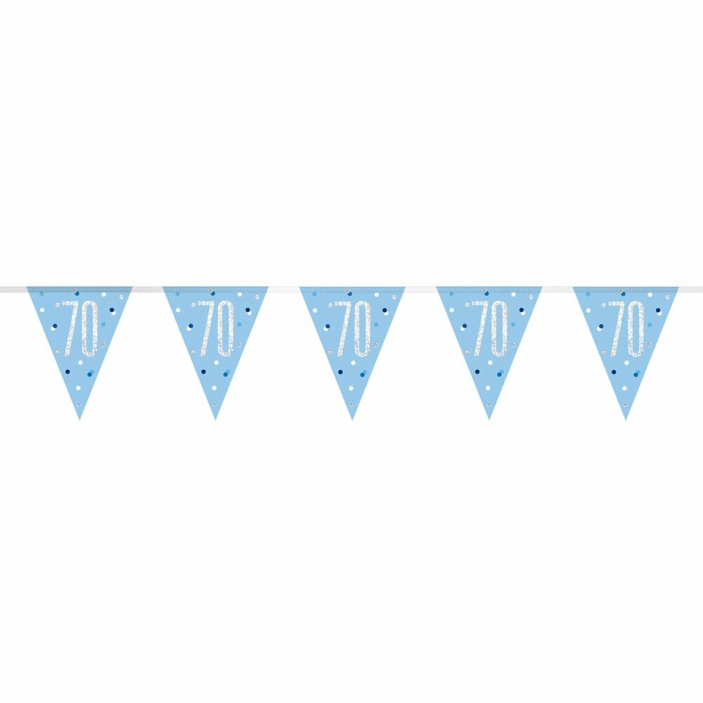 Glitz Blue & Silver Prismatic Plastic Flag Banner 70 – 9 Feet