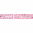 Glitz Pink & Silver Foil Banner Happy 16th Birthday – 9 Feet