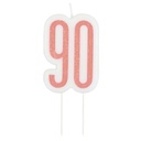 Glitz Rose Gold Numeral Birthday Candle 90