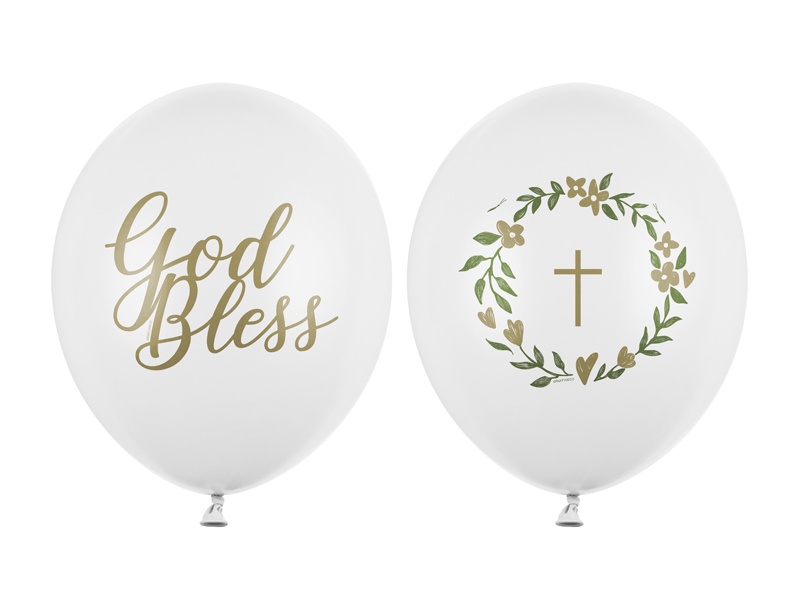 God Bless Latex Balloon 30cm Pastel Pure White (Assorted Design) – 1pc