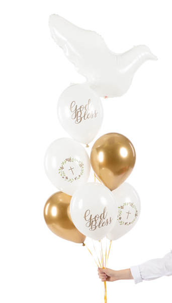 God Bless Latex Balloon 30cm Pastel Pure White (Assorted Design) – 1pc