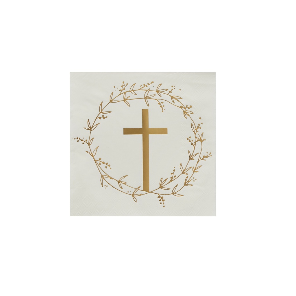 Gold Cross Paper Napkins 16 pcs