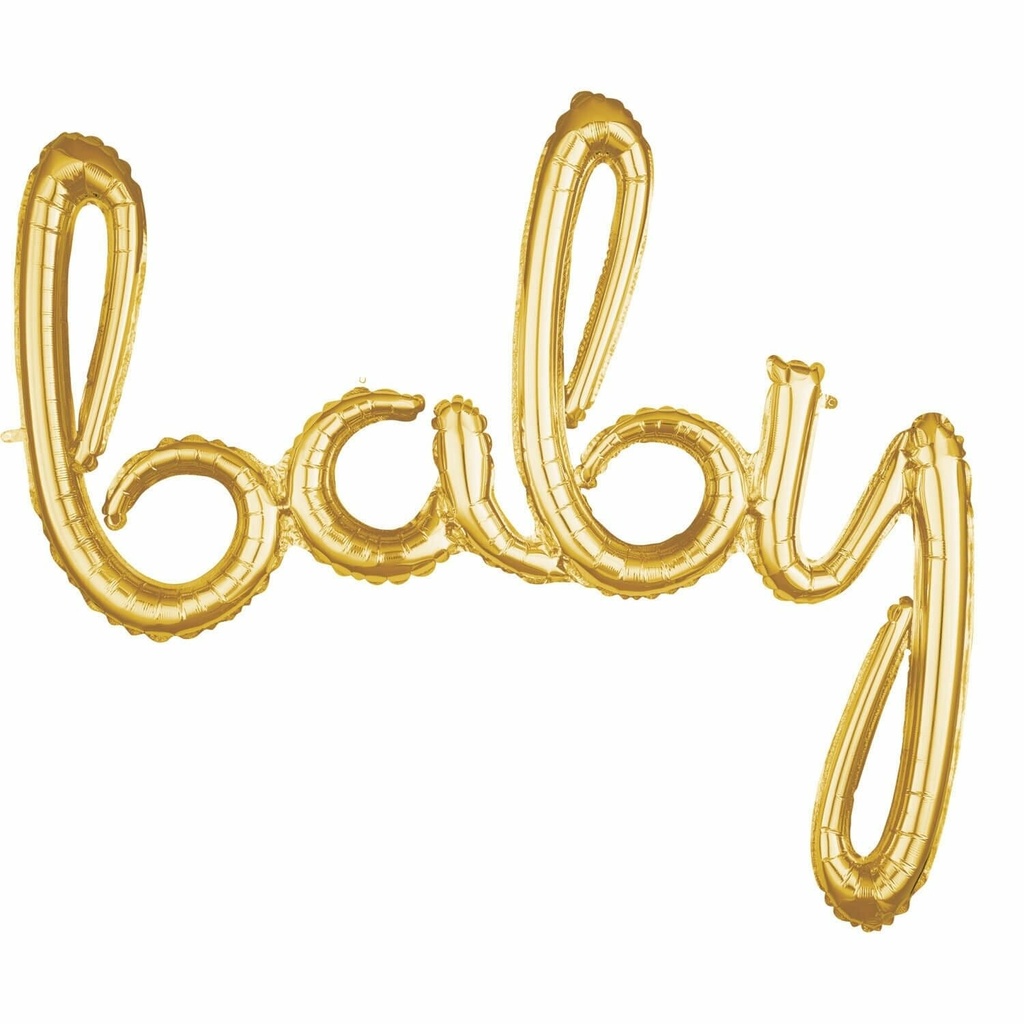 Gold Phrase “Baby” Foil Balloon 99cm x 83cm)