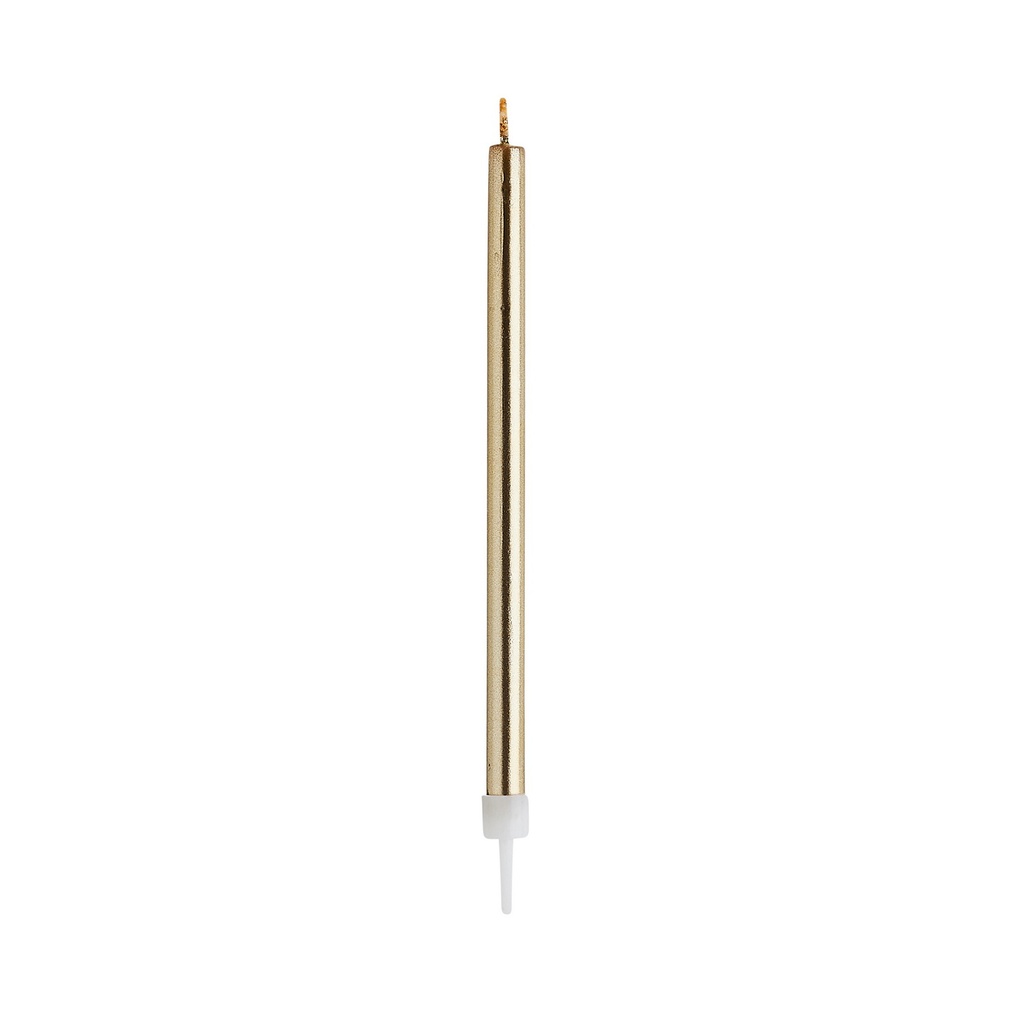 Gold Skinny Candles & Holders 95mm (12pk)