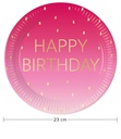 Golden Happy Birthday Pink FSC Paper Plates Large 23cm – 8pk