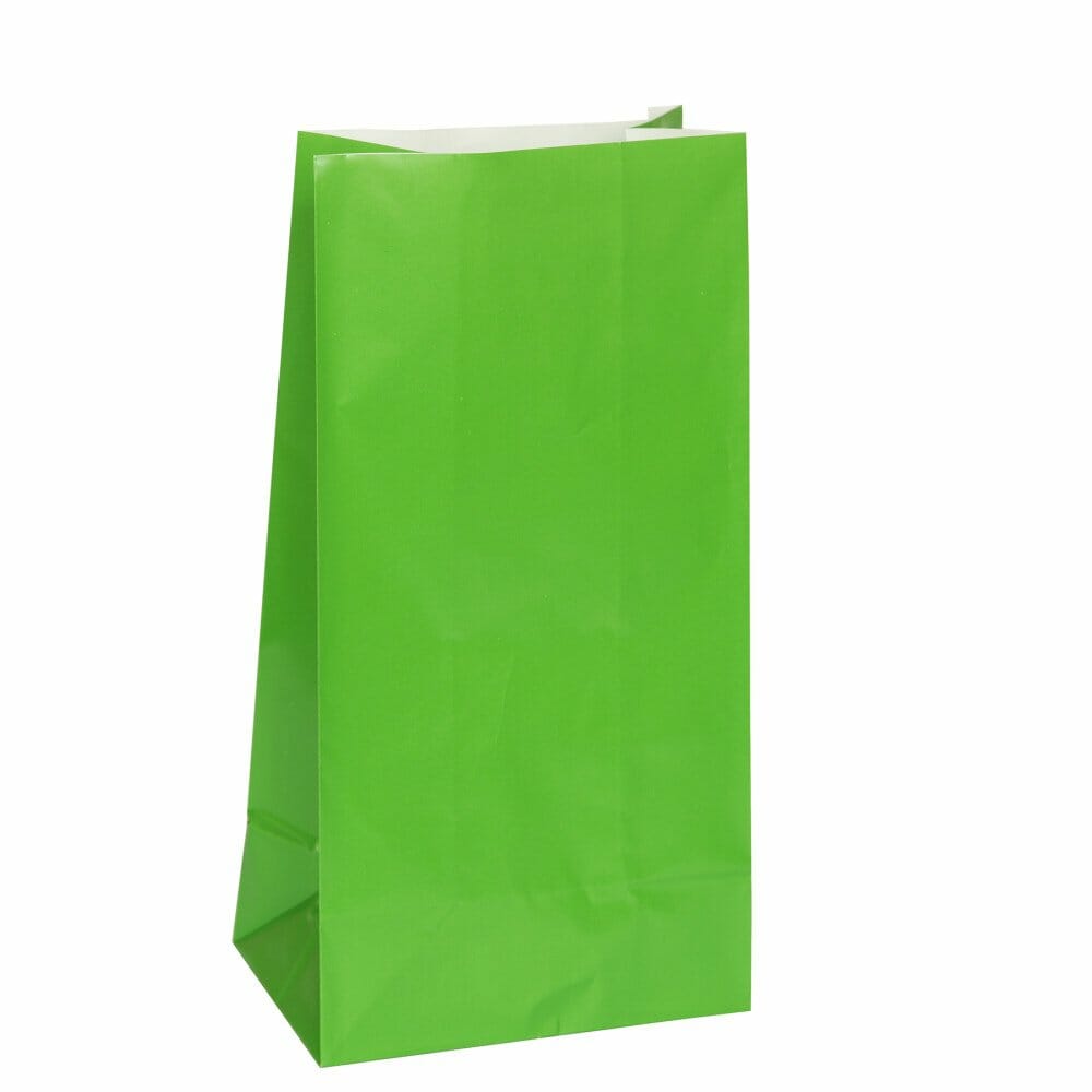 Green Paper Party Bags – 12pk