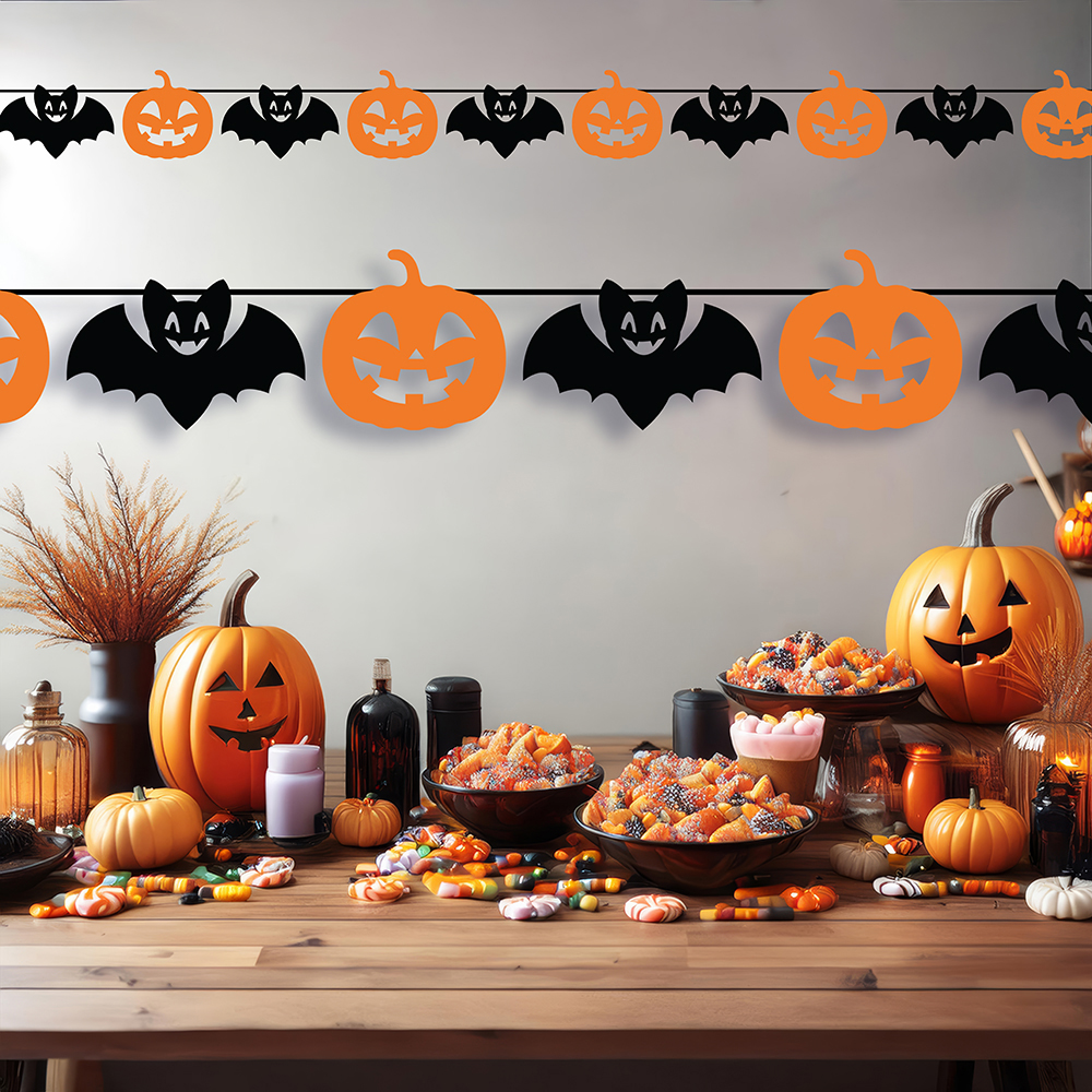 Halloween Bat & Pumpkin Garland Banner 300cm (20x18cm)