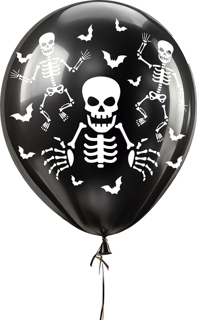 Halloween Black Skeleton 11 Inch Latex Balloons – 10pcs