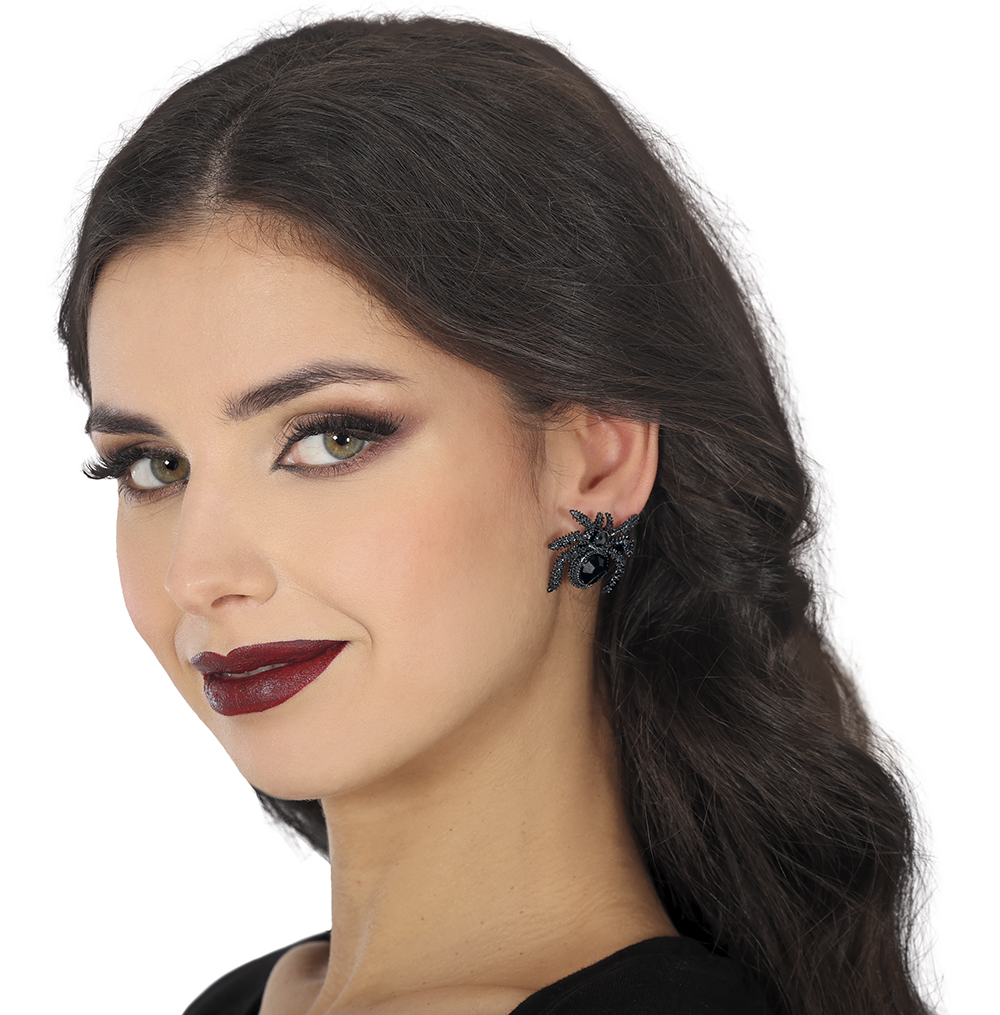 Halloween Black Spider Earrings 25cm