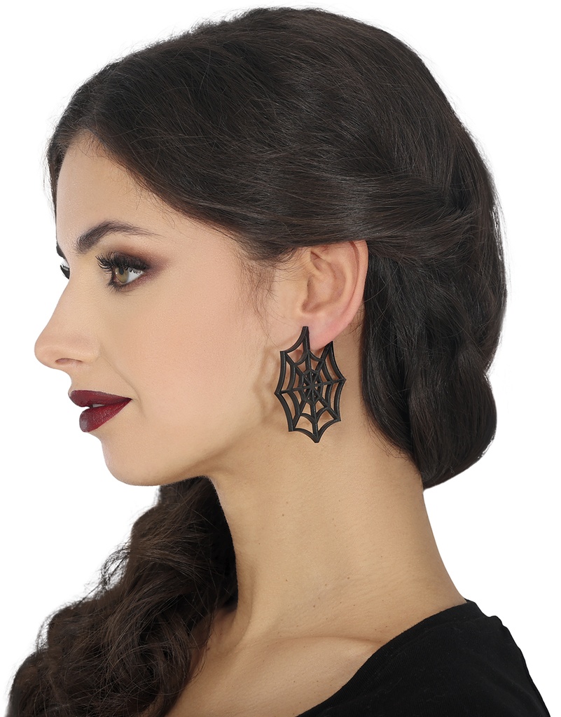 Halloween Black Spiderweb Earrings 5cm