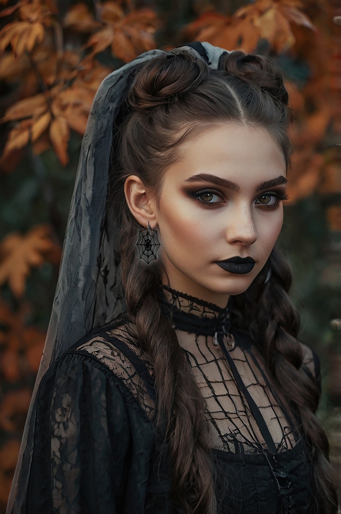 Halloween Black Spiderweb Earrings 5cm