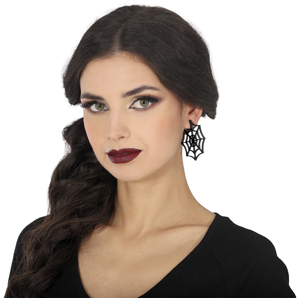 Halloween Black Spiderweb Earrings 5cm