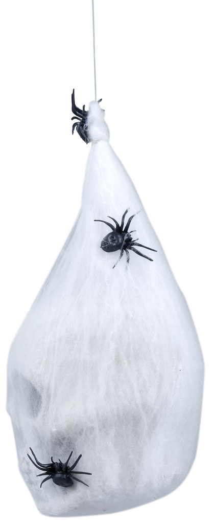 Halloween Decoration Spider Web Bag With Skull 25cm