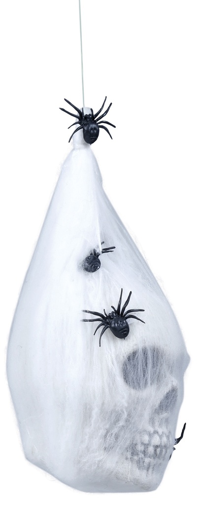 Halloween Decoration Spider Web Bag With Skull 25cm