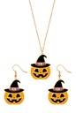 Halloween Earrings & Necklace Pumpkin Set