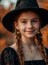 Halloween Earrings & Necklace Pumpkin Set