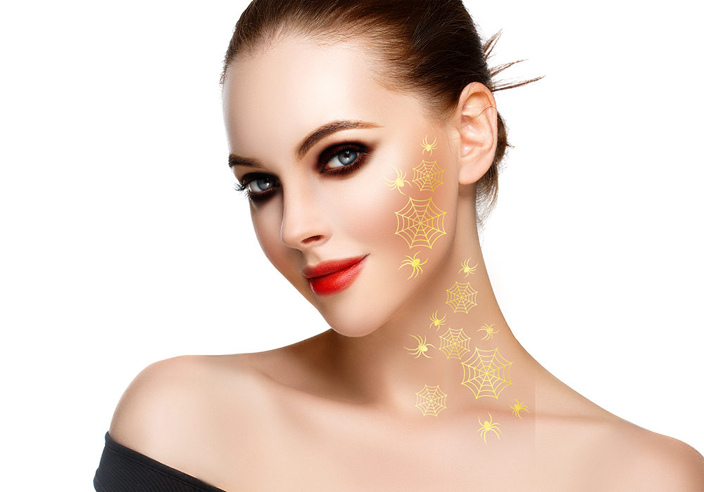 Halloween Gold Spider / Web Tattos (2 sheets of 16)