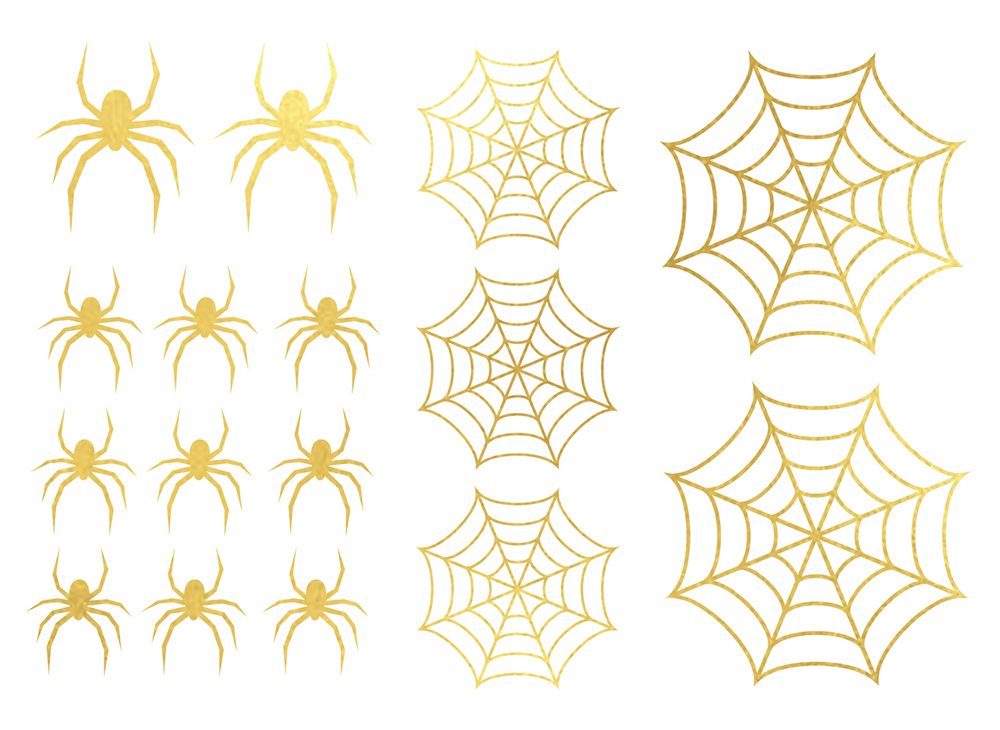 Halloween Gold Spider / Web Tattos (2 sheets of 16)