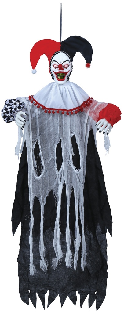 Halloween Hanging Clown Buffon With Light Sound & Movement 120cm