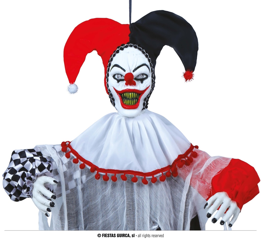 Halloween Hanging Clown Buffon With Light Sound & Movement 120cm