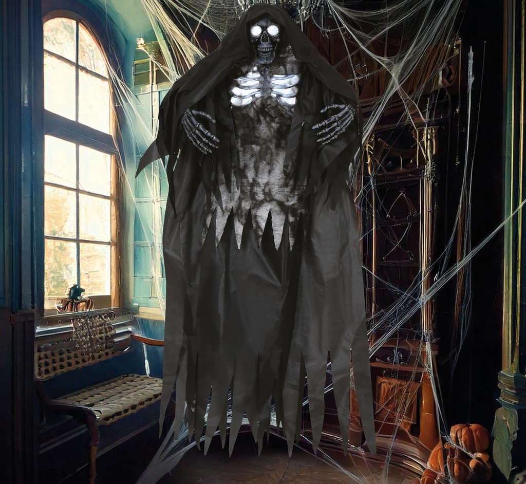 Halloween Hanging Skeleton Decorartion With Light & Sound 160cm