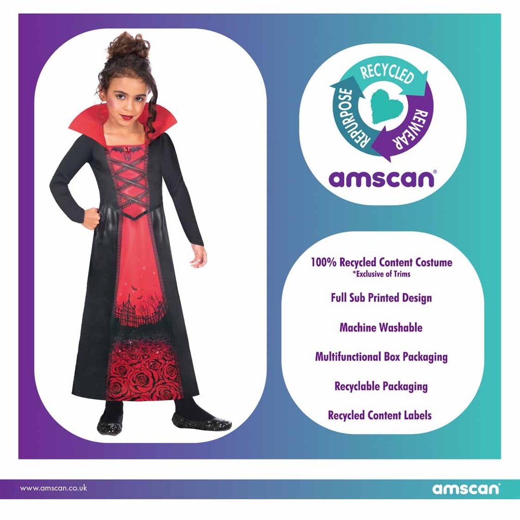 Halloween Rose Vampiress Girl Costume – Age 10 to 12 Years