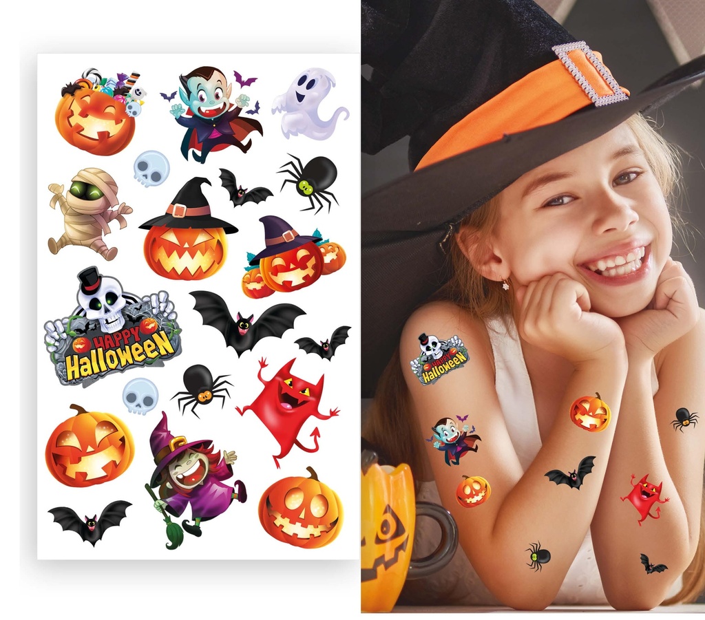 Halloween Tattoos Sheet For Children
