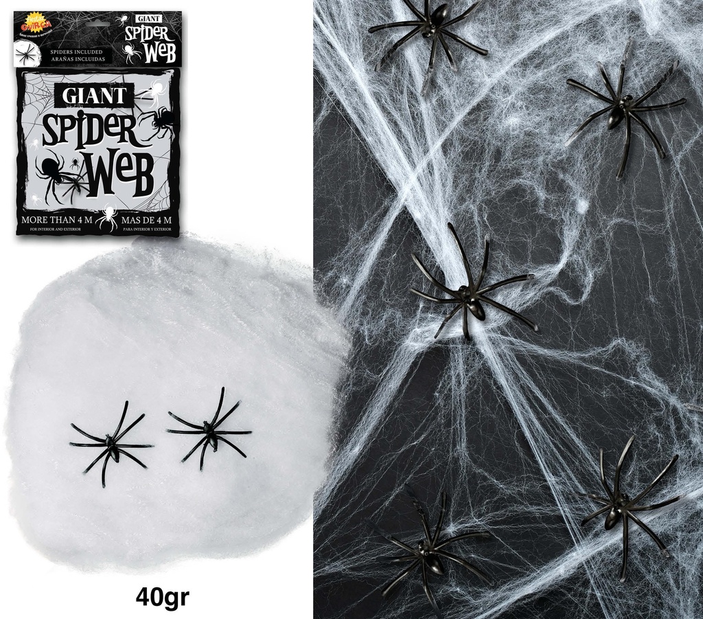 Hallween Spider Web Cobweb with Spiders 40g