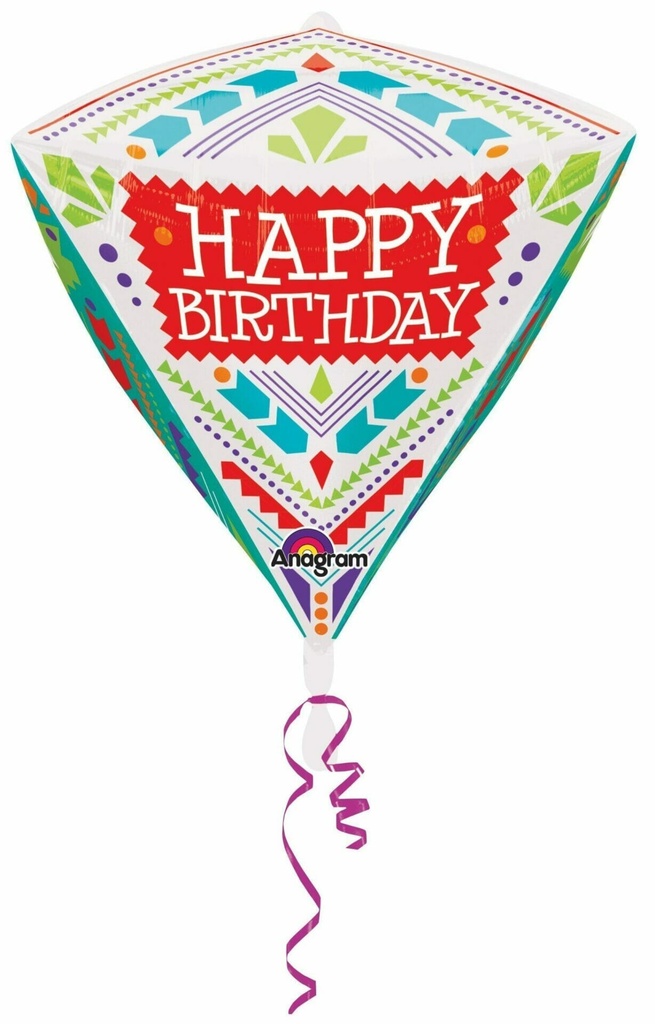 Happy Birthday Scandi Diamondz Foil Balloon 15″ x 18″ (38cm x 45cm)