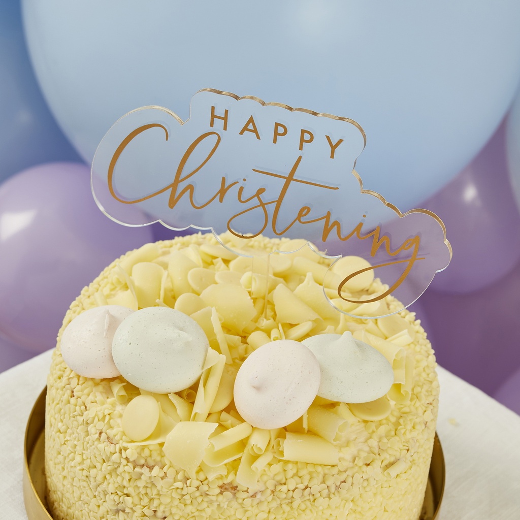 Happy Christening Acrylic Cake Topper