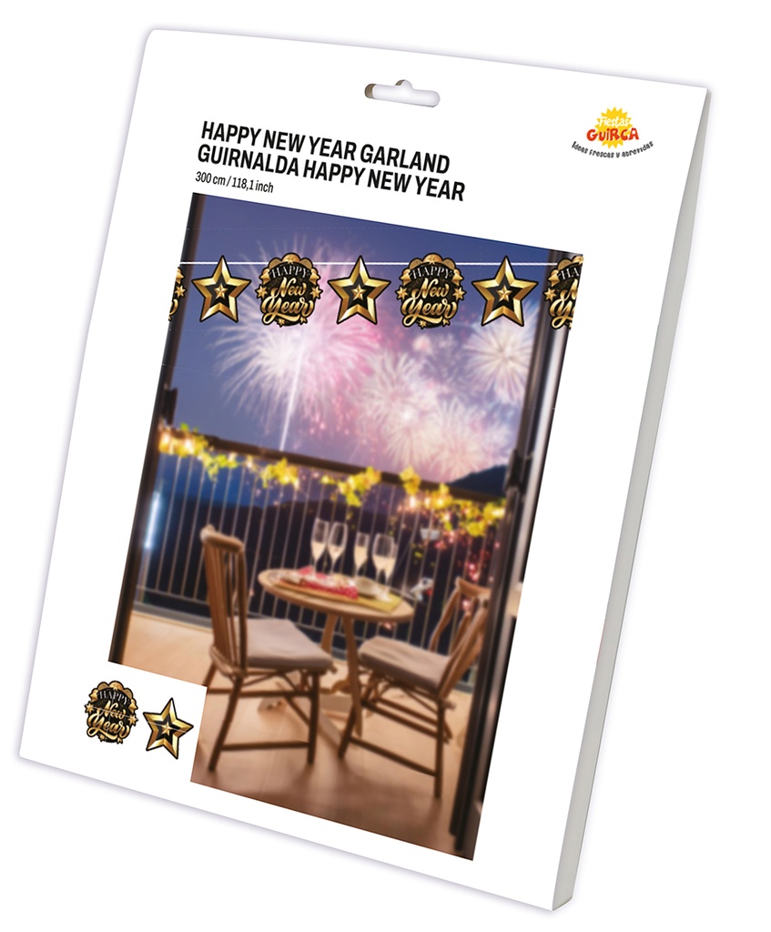 Happy New Year Garland  Banner 300cm (16x16cm)