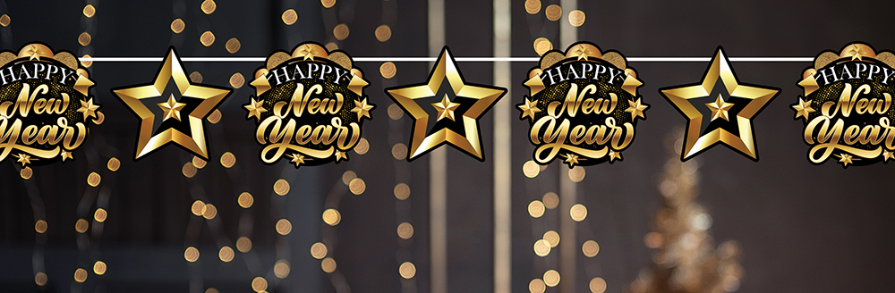 Happy New Year Garland  Banner 300cm (16x16cm)
