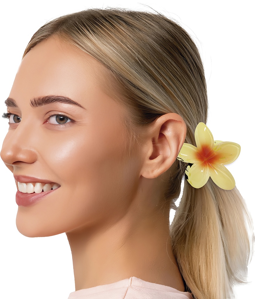 Hawaiian Yellow Hair Flower Clip 8cm