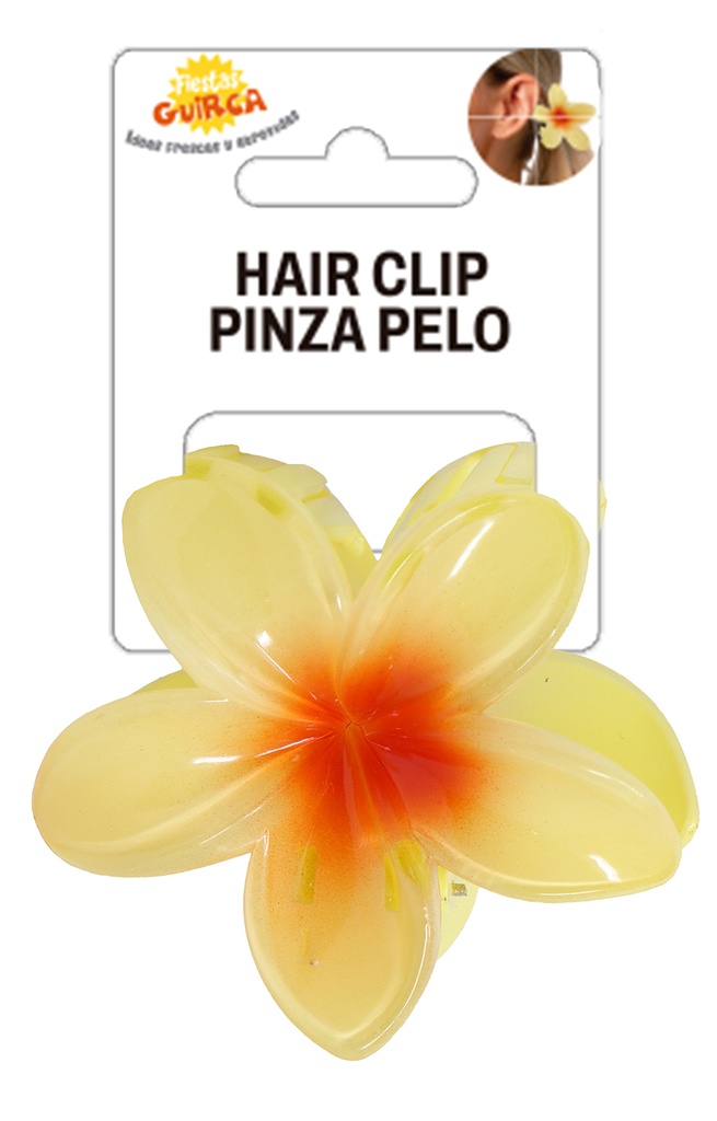 Hawaiian Yellow Hair Flower Clip 8cm