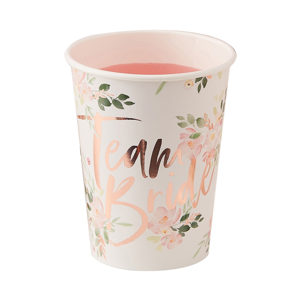 Hen Party Floral Team Bride Cups – 8pk