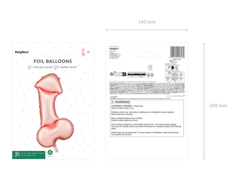 Hens Rose Gold Penis Foil Balloon 55.5x112cm