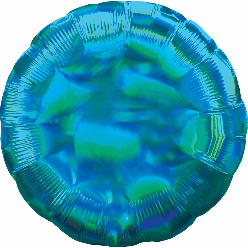 Holographic Iridescent Cyan Circle Foil Balloon – 18” (43cm)