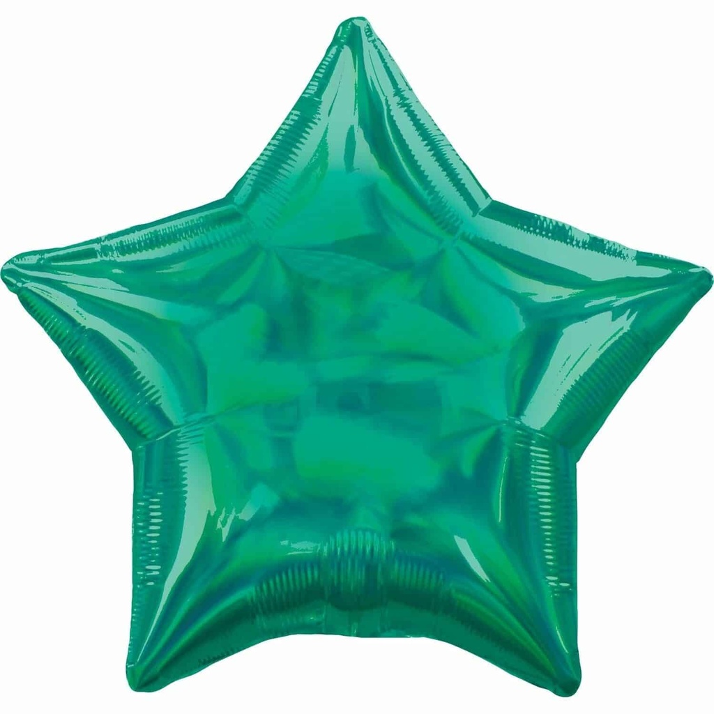 Holographic Iridescent Green Star Standard Foil Balloon – 18” (43cm)